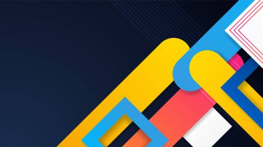 Geometrik şekilleri, çizgileri ve dalgaları olan modern renkli soyut arkaplan