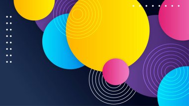 Renkli şekillere, dalgalara, çizgilere, dairelere ve desenlere sahip soyut arkaplan