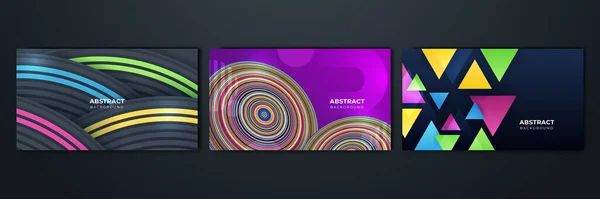 Satz Von Gradienten Fließenden Geometrischen Muster Hintergrundtextur Für Poster Cover — Stockvektor