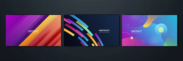 Set Van Gradiënt Vloeiende Geometrische Patroon Achtergrond Textuur Voor Poster — Stockvector
