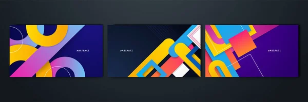 Ensemble Fond Abstrait Avec Des Formes Géométriques Colorées — Image vectorielle