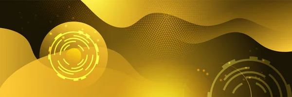 Sarı Altın Teknolojisi Dijital Pankart Tasarımı Modern Lüks Fütüristik Teknoloji — Stok Vektör