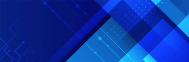 Geniş Siber Güvenlik İnternet ve ağ konsepti. Çeşitli teknolojik elementlere sahip yüksek teknoloji vektör çizimi. Soyut küresel bilim kurgu kavramı. Mavi arkaplanda dijital internet iletişimi.