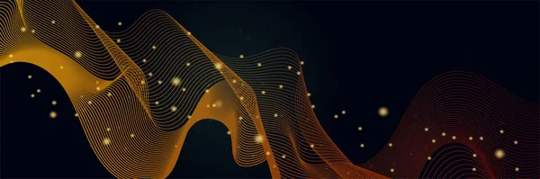 Zwart Goud Technologie Digitaal Banner Ontwerp Ontwerp Moderne Luxe Futuristische — Stockvector