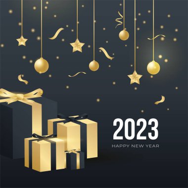 Mutlu yıllar 2023 arkaplan 3D altın rakamıyla