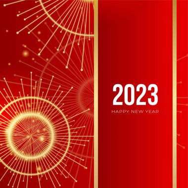 Sosyal medya şablonu için 2023 yılı kartpostal geçmişiniz kutlu olsun. Kırmızı ve altın 2023 kış tatili tebrik kartı şablonu. Markalaşma, kapak, kart için minimal moda afişi.