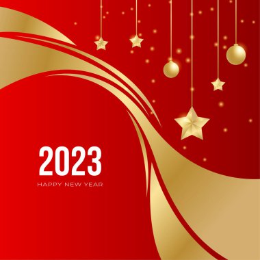 Sosyal medya şablonu için 2023 yılı kartpostal geçmişiniz kutlu olsun. Kırmızı ve altın 2023 kış tatili tebrik kartı şablonu. Markalaşma, kapak, kart için minimal moda afişi.