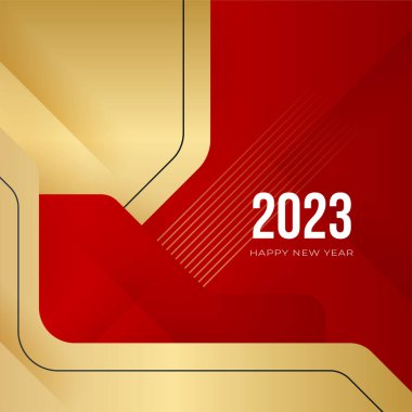 Sosyal medya şablonu için 2023 yılı kartpostal geçmişiniz kutlu olsun. Kırmızı ve altın 2023 kış tatili tebrik kartı şablonu. Markalaşma, kapak, kart için minimal moda afişi.