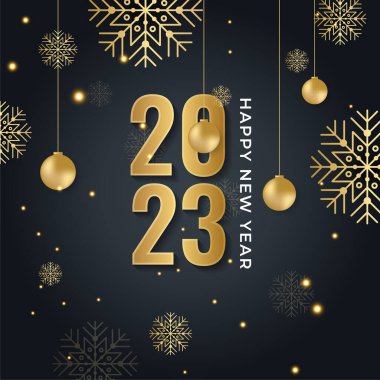 Mutlu yıllar 2023 arkaplan 3D altın rakamıyla