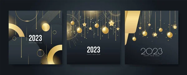 Šťastný Nový Elegantní Zlatý Text Roku 2023 Světlem Minimální Textová — Stockový vektor