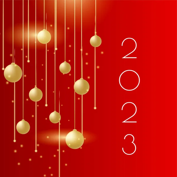 stock vector Happy new year 2023 square post card background for social media template. Red and gold 2023 new year winter holiday greeting card template. Minimalistic trendy banner for branding, cover, card.