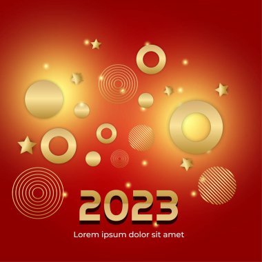 Sosyal medya şablonu için 2023 yılı kartpostal geçmişiniz kutlu olsun. Kırmızı ve altın 2023 kış tatili tebrik kartı şablonu. Markalaşma, kapak, kart için minimal moda afişi.