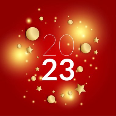 Sosyal medya şablonu için 2023 yılı kartpostal geçmişiniz kutlu olsun. Kırmızı ve altın 2023 kış tatili tebrik kartı şablonu. Markalaşma, kapak, kart için minimal moda afişi.