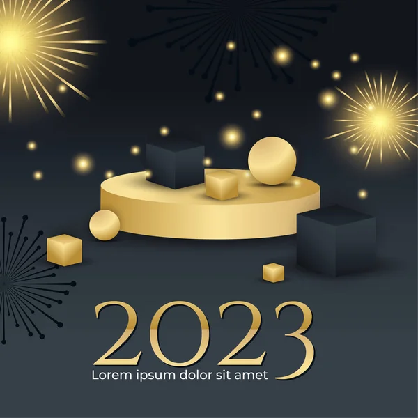 2023 Feliz Año Nuevo Banner Ilustración Vectorial Con Números Blancos — Vector de stock