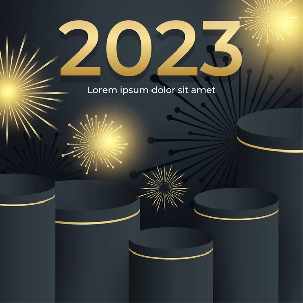 Feliz Año Nuevo 2023 Fondo Con Número Oro — Vector de stock