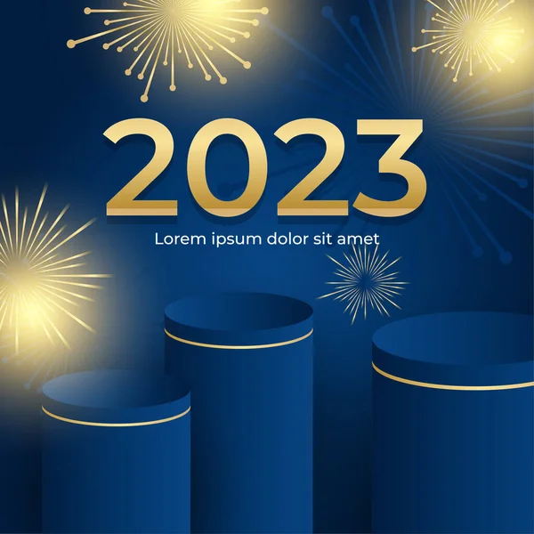 Feliz Año Nuevo 2023 Fondo Tarjeta Postal Cuadrada Para Plantilla — Vector de stock