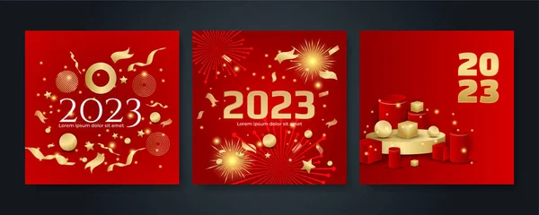 Happy New Year 2023 Square Post Card Background Social Media — Stock Vector