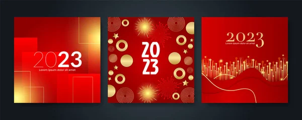 Šťastný Nový Rok 2023 Čtvereční Pohlednice Pozadí Pro Šablonu Sociálních — Stockový vektor