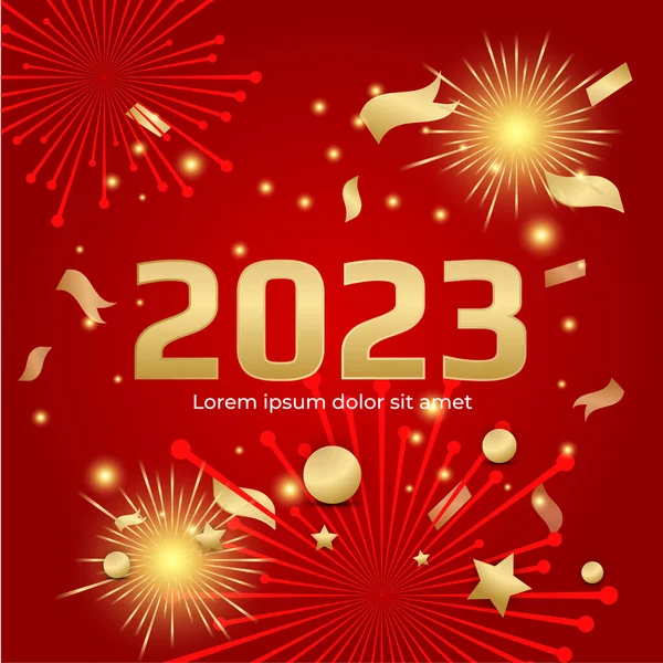 Feliz Año Nuevo 2023 Fondo Tarjeta Postal Cuadrada Para Plantilla — Vector de stock