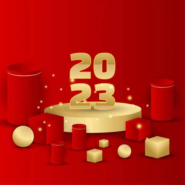Šťastný Nový Rok 2023 Čtvereční Pohlednice Pozadí Pro Šablonu Sociálních — Stockový vektor
