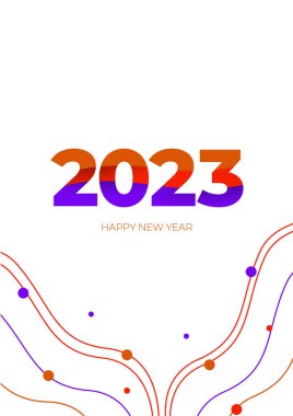 2023 Mutlu Yıllar posterlerinin yaratıcı konsepti. Kutlama ve sezon dekorasyonu için tipografi logosu 2023 olan şablonlar tasarlayın. Markalaşma, afiş, kapak, kart için minimal modacı