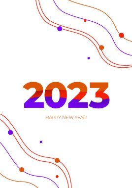 2023 Mutlu Yıllar posterlerinin yaratıcı konsepti. Kutlama ve sezon dekorasyonu için tipografi logosu 2023 olan şablonlar tasarlayın. Markalaşma, afiş, kapak, kart için minimal modacı