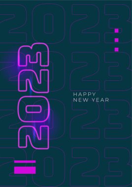 Mutlu yıllar 2023 Renkli poster tasarımı şablonu