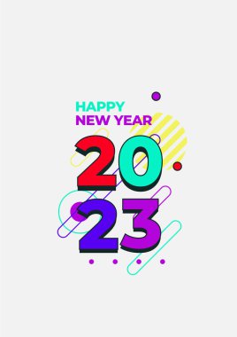 Mutlu yıllar 2023 Renkli poster tasarımı şablonu