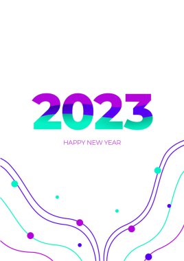 Mutlu yıllar 2023 Renkli poster tasarımı şablonu