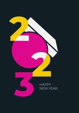Mutlu 2023 yılları! 2023 tipografi logo tasarımı konsepti. Yeni yılın kutlu olsun 2023 logo tasarımı. Markalaşma, afiş, kapak, kart için minimal modacı