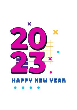 Mutlu 2023 yılları! 2023 tipografi logo tasarımı konsepti. Yeni yılın kutlu olsun 2023 logo tasarımı. Markalaşma, afiş, kapak, kart için minimal modacı