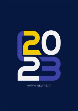 Mutlu 2023 yılları! 2023 tipografi logo tasarımı konsepti. Yeni yılın kutlu olsun 2023 logo tasarımı. Markalaşma, afiş, kapak, kart için minimal modacı