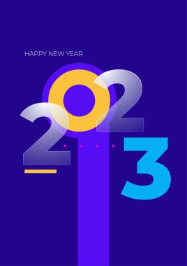 Mutlu 2023 yılları! 2023 tipografi logo tasarımı konsepti. Yeni yılın kutlu olsun 2023 logo tasarımı. Markalaşma, afiş, kapak, kart için minimal modacı