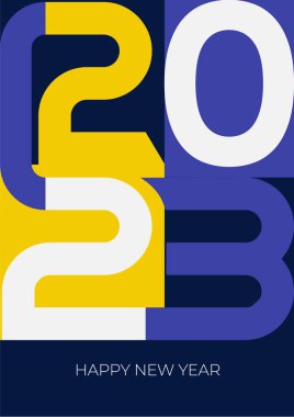 Mutlu 2023 yılları! 2023 tipografi logo tasarımı konsepti. Yeni yılın kutlu olsun 2023 logo tasarımı. Markalaşma, afiş, kapak, kart için minimal modacı