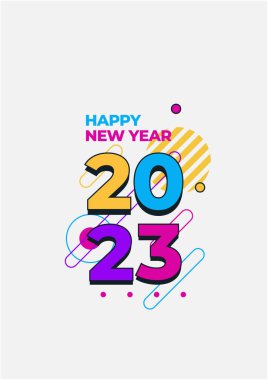 Mutlu 2023 yılları! 2023 tipografi logo tasarımı konsepti. Yeni yılın kutlu olsun 2023 logo tasarımı. Markalaşma, afiş, kapak, kart için minimal modacı