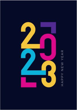 Mutlu 2023 yılları! 2023 tipografi logo tasarımı konsepti. Yeni yılın kutlu olsun 2023 logo tasarımı. Markalaşma, afiş, kapak, kart için minimal modacı