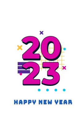 Mutlu 2023 yılları! 2023 tipografi logo tasarımı konsepti. Yeni yılın kutlu olsun 2023 logo tasarımı. Markalaşma, afiş, kapak, kart için minimal modacı
