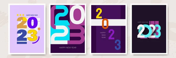 Big Set 2023 Feliz Año Nuevo Logotipo Diseño Texto Plantilla — Archivo Imágenes Vectoriales