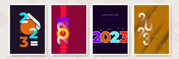 Duży Zestaw 2023 Szczęśliwego Nowego Roku Projekt Tekstu Logo Szablon — Wektor stockowy