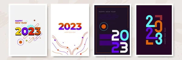 Великий Набір 2023 Щасливий Новорічний Логотип Текстового Дизайну Шаблон Проектування — стоковий вектор