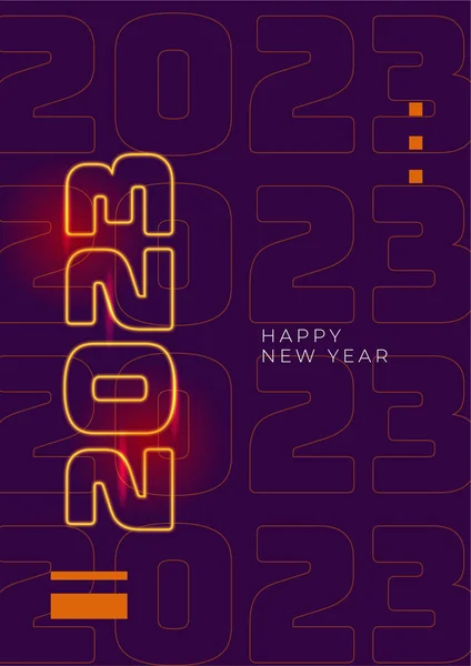 2023年快乐新年海报创意理念 设计模板 字体标识2023 用于庆祝和季节装饰 卡片的简约潮流背景 — 图库矢量图片
