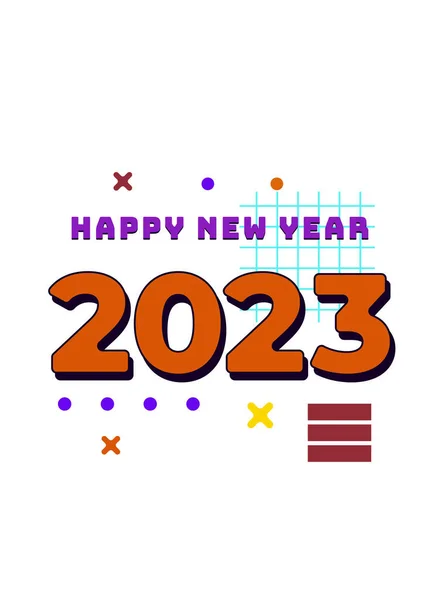 2023年快乐新年海报创意理念 设计模板 字体标识2023 用于庆祝和季节装饰 卡片的简约潮流背景 — 图库矢量图片