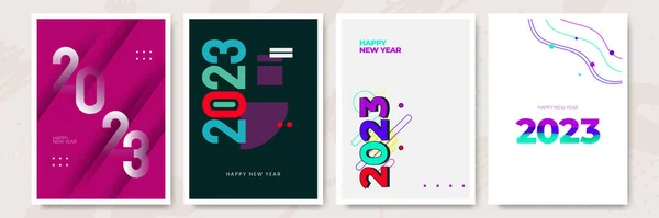 Δημιουργική Ιδέα Του 2023 Happy New Year Αφίσες Που Σχεδιάστε — Διανυσματικό Αρχείο