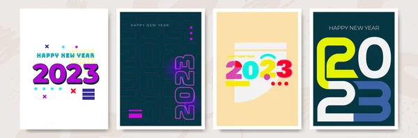 Creatief Concept Van 2023 Happy New Year Posters Set Design — Stockvector