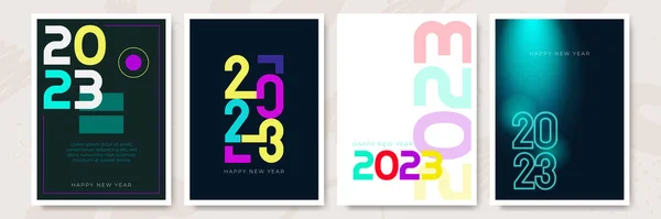 Concepto Creativo 2023 Conjunto Carteles Feliz Año Nuevo Plantillas Diseño — Archivo Imágenes Vectoriales
