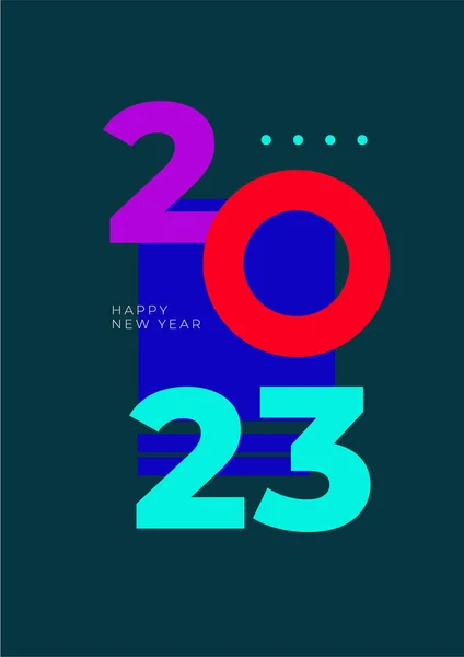 Feliz Ano Novo 2023 Saudações Modelo Design Cartaz Colorido —  Vetores de Stock