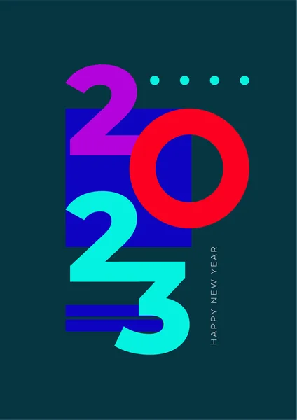 Boldog Évet 2023 Üdvözlet Színes Poszter Design Sablon — Stock Vector