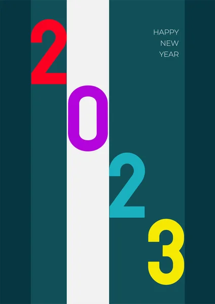 Happy New Year 2023 Greetings Colorful Poster Design Template — Stock Vector