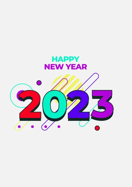 Bonne Année 2023 Salutations Colorées Modèle Conception Affiche — Image vectorielle