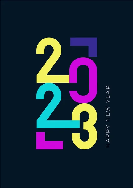 Gelukkig Nieuwjaar 2023 Groeten Kleurrijke Poster Ontwerp Sjabloon — Stockvector